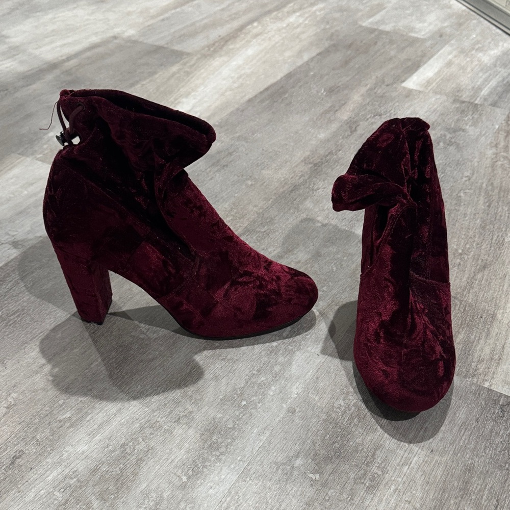 Burgundy Velvet Sock Boots